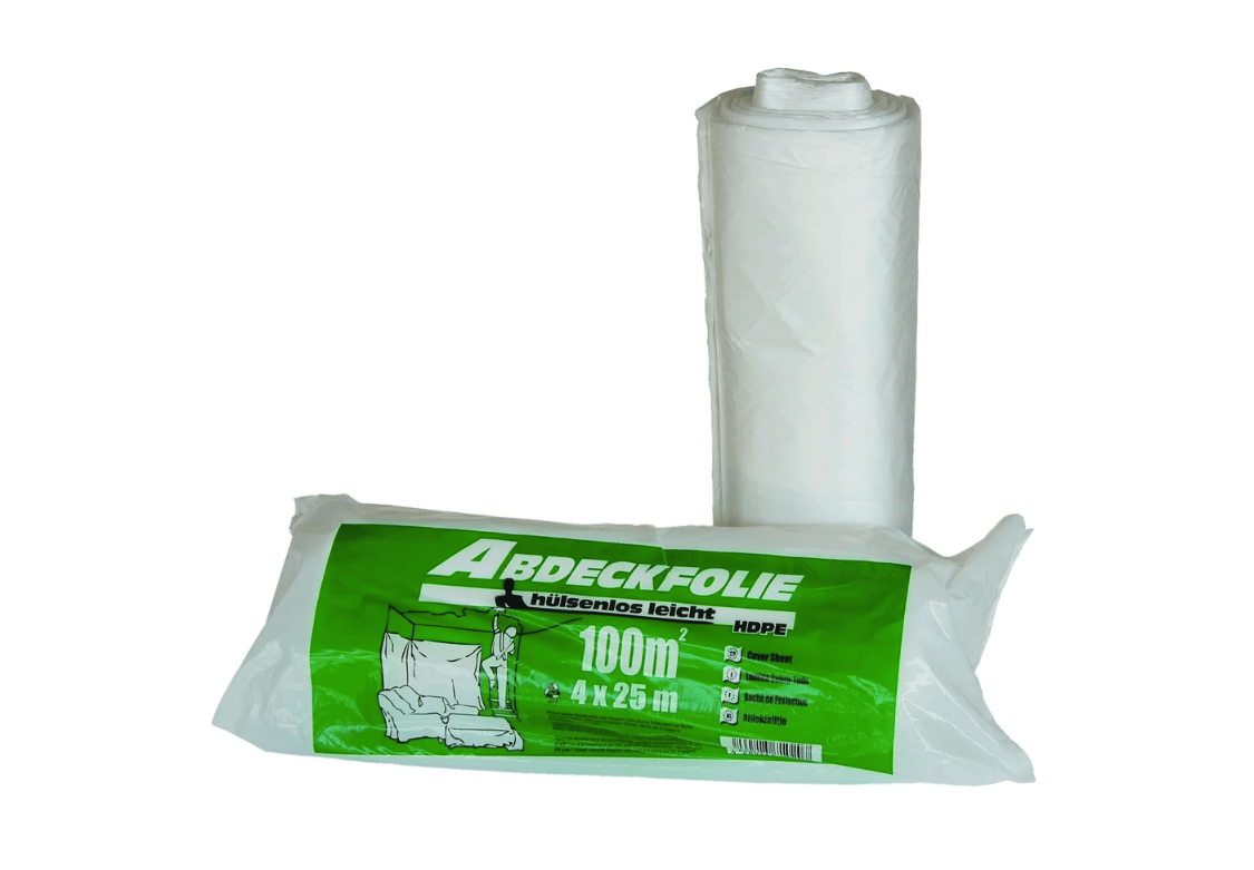 Abdeckfolie transparent HDPE „leicht“ 4 x 25 m Rolle Article number KTX00465