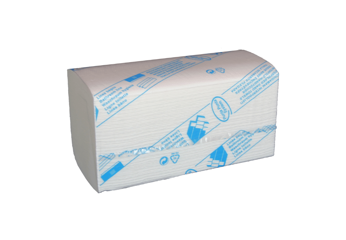 Falthandtuch 25 x 23 cm, 2 lagig, weiß, ZZ Falzung 1 Karton 4.000 Tücher Article number KTX10404(2)