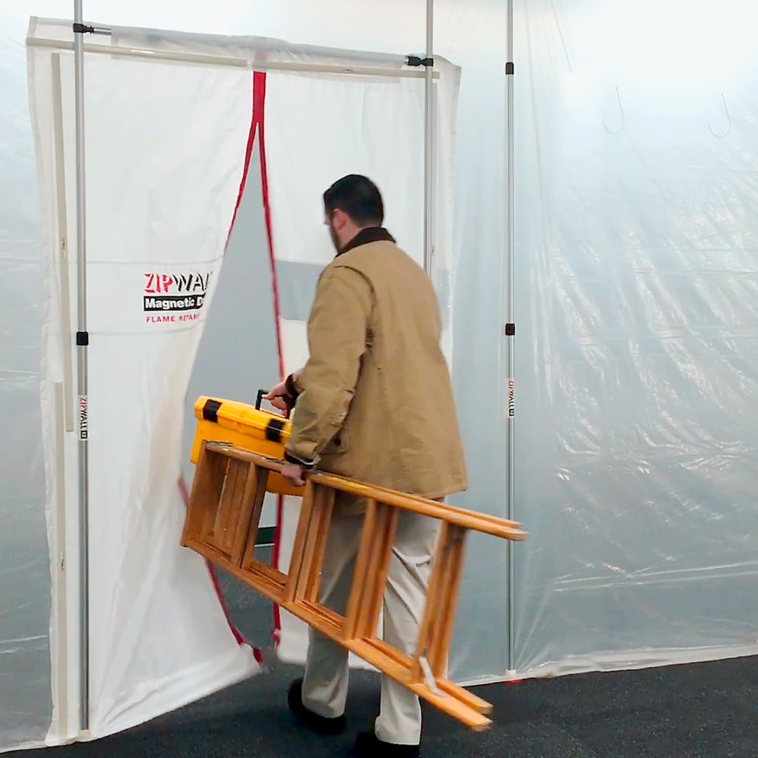 zipwall magnetic dust barrier door mdk in use commercial residential