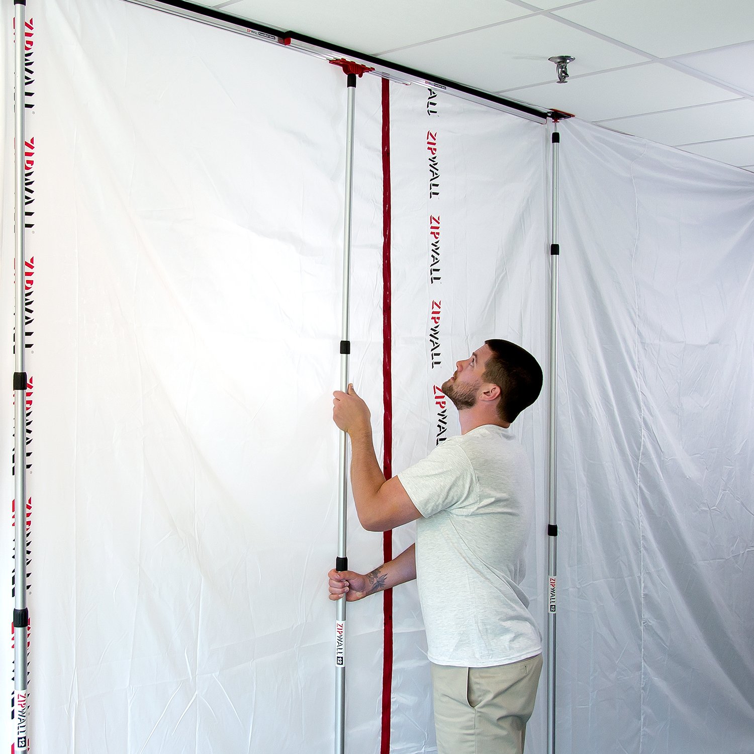 zipwall foamrail span adjustable tapeless seal spn in use commercial